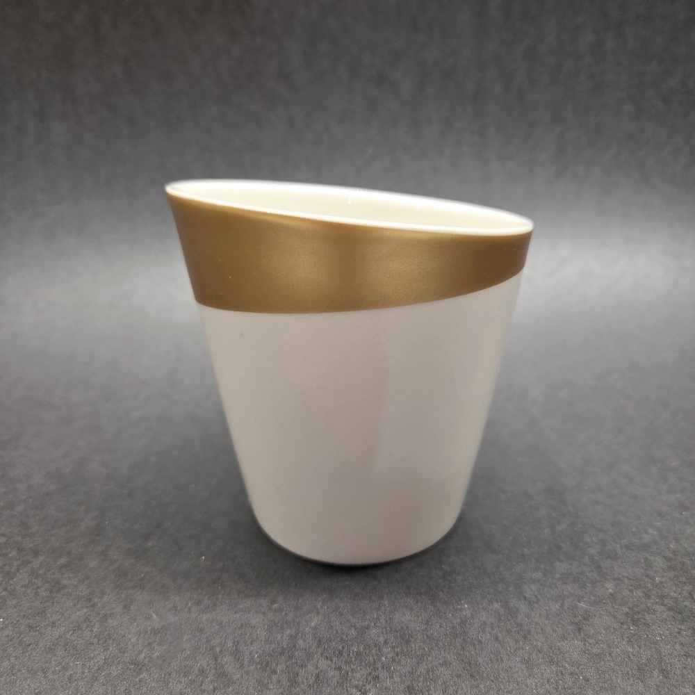 Starbucks 2012 Gold And White Asymmetrical Bone China 8oz Tea Coffee Cup